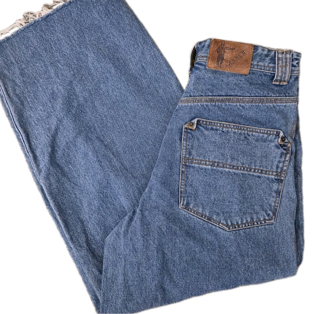GOOUCH RARE 80s High Waisted Wide Leg Button Fly Baggy Denim Jeans 34x34 (33x28)